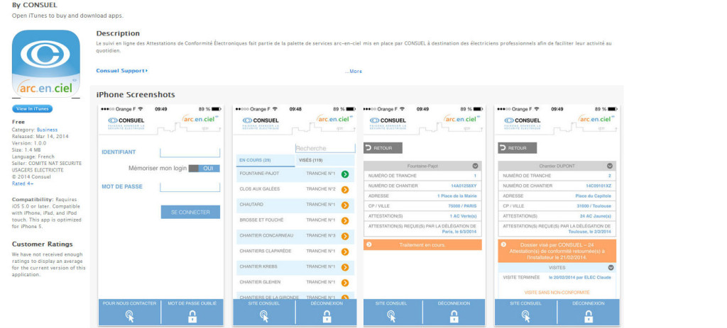 Ecrans de l’Appstore. L'application est également disponible sous Android.