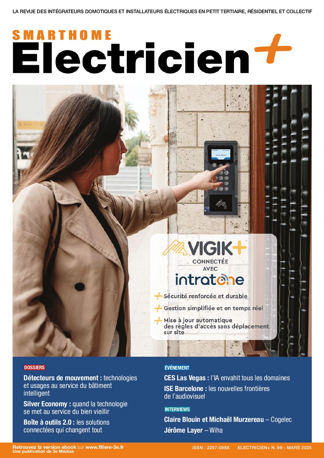 Magazine Smart Home Electricien+ de mars 2025 : Détecteurs de mouvement – Silver Economy – Boîte à outils 2.0 – CES Las Vegas –  ISE Barcelone